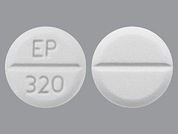 Pimozide: Esto es un Tableta imprimido con EP  320 en la parte delantera, nada en la parte posterior, y es fabricado por None.