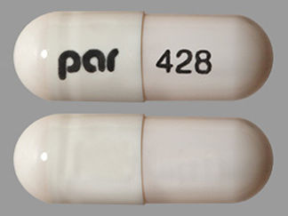This is a Capsule Er Biphasic 50-50 imprinted with par on the front, 428 on the back.