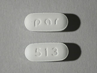 This is a Tablet imprinted with par on the front, 513 on the back.
