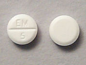 Methimazole: This is a Tablet imprinted with EM  5 on the front, nothing on the back.