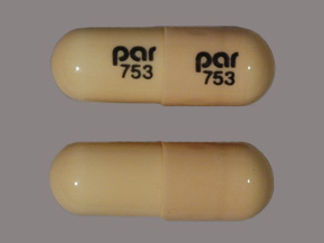 This is a Capsule imprinted with par  753 on the front, par  753 on the back.