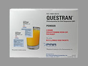 Questran: This is a Powder In Packet imprinted with nothing on the front, nothing on the back.