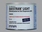 Questran Light: This is a Powder imprinted with nothing on the front, nothing on the back.