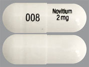 Nitisinone: Esto es un Cápsula imprimido con 008 en la parte delantera, Novitium  2 mg en la parte posterior, y es fabricado por None.