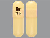 Imbruvica: This is a Capsule imprinted with ibr  70 mg on the front, nothing on the back.