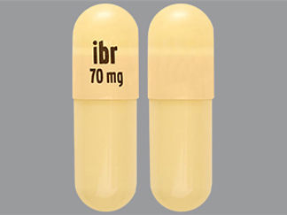This is a Capsule imprinted with ibr  70 mg on the front, nothing on the back.