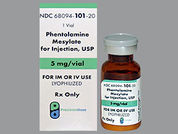 Phentolamine Mesylate: Esto es un Vial imprimido con nada en la parte delantera, nada en la parte posterior, y es fabricado por None.