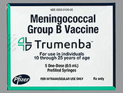 Trumenba: This is a Syringe imprinted with nothing on the front, nothing on the back.