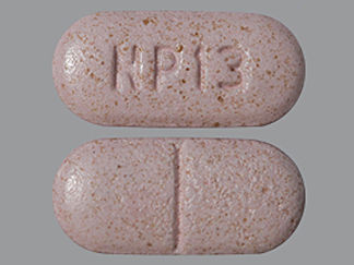 This is a Tablet Chew Ir And Er Biphasic R 24hr imprinted with NP 13 on the front, nothing on the back.