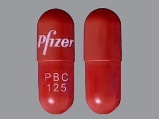 This is a Capsule imprinted with PFIZER on the front, PBC  125 on the back.