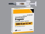 Fragmin: This is a Syringe imprinted with nothing on the front, nothing on the back.