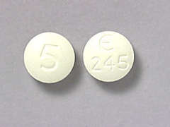 Esto es un Tableta blanco redondo imprimido con 5 en la parte delantera, E 245 en la parte posterior, y es fabricado por EISAI INC..