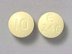 Esto es un Tableta amarillo redondo imprimido con 10 en la parte delantera, E 246 en la parte posterior, y es fabricado por EISAI INC..