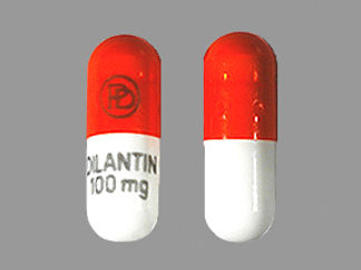 Esto es un Cápsula imprimido con logo en la parte delantera, DILANTIN  100 mg en la parte posterior, y es fabricado por None.