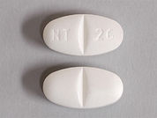 Neurontin: This is a Tablet imprinted with NT 26 on the front, nothing on the back.