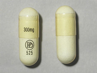 This is a Capsule imprinted with PD  525 on the front, 300mg on the back.