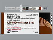 Bicillin C-R: This is a Syringe imprinted with nothing on the front, nothing on the back.