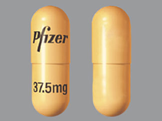 Esto es un Cápsula imprimido con Pfizer en la parte delantera, STN 37.5 mg en la parte posterior, y es fabricado por None.