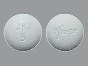 Xeljanz: This is a Tablet imprinted with Pfizer on the front, JKI  5 on the back.