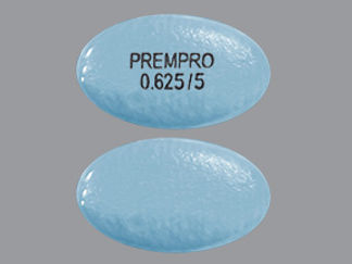 This is a Tablet imprinted with PREMPRO  0.625/5 on the front, nothing on the back.