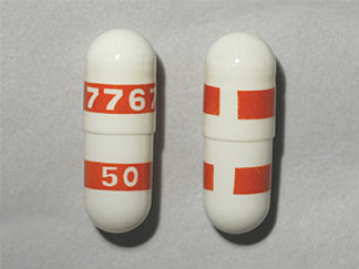 This is a Capsule imprinted with 7767 on the front, 50 on the back.