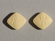 Inspra: This is a Tablet imprinted with Pfizer on the front, NSR  25 on the back.