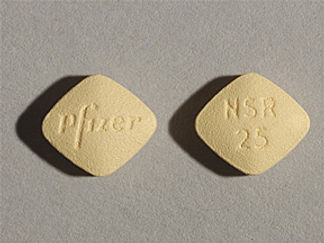 This is a Tablet imprinted with Pfizer on the front, NSR  25 on the back.