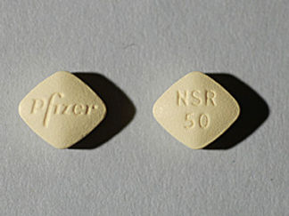 This is a Tablet imprinted with Pfizer on the front, NSR  50 on the back.