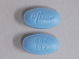 Esto es un Tableta imprimido con Pfizer en la parte delantera, CDT  102 en la parte posterior, y es fabricado por None.