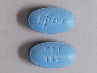 Esto es un Tableta imprimido con Pfizer en la parte delantera, CDT  108 en la parte posterior, y es fabricado por None.