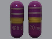 Nexium Otc: Esto es un Cápsula Dr imprimido con NEXIUM 20 mg en la parte delantera, nada en la parte posterior, y es fabricado por None.