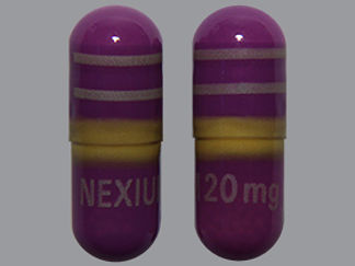 Esto es un Cápsula Dr imprimido con NEXIUM 20 mg en la parte delantera, nada en la parte posterior, y es fabricado por None.