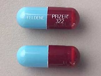 Esto es un Cápsula imprimido con FELDENE en la parte delantera, PFIZER  322 en la parte posterior, y es fabricado por None.