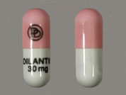 Dilantin: Esto es un Cápsula imprimido con logo en la parte delantera, DILANTIN  30 mg en la parte posterior, y es fabricado por None.