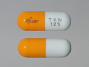 Dofetilide: This is a Capsule imprinted with Pfizer on the front, TKN  125 on the back.