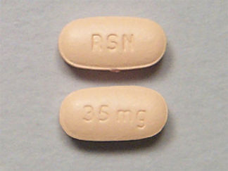 This is a Tablet imprinted with RSN on the front, 35 mg on the back.