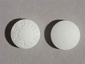 This is a Tablet imprinted with ASPIRIN  -L- on the front, nothing on the back.