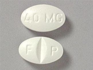 This is a Tablet imprinted with 40 MG on the front, F  P on the back.