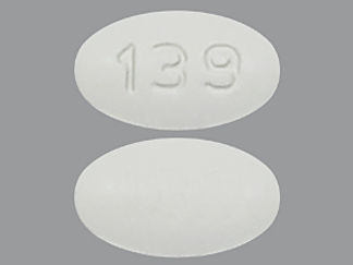 This is a Tablet imprinted with 139 on the front, nothing on the back.