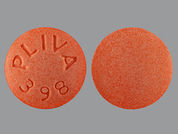 Hydralazine Hcl: This is a orange round Tablet imprinted with PLIVA  398 on the front, nothing on the back, and is manufactured by TEVA USA.