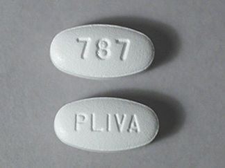 This is a Tablet imprinted with PLIVA on the front, 787 on the back.