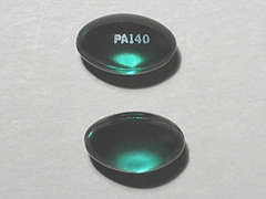 This is a green oval Capsule imprinted with PA140 on the front, nothing on the back, and is manufactured by BIONPHARMA INC..