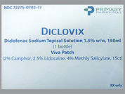 Diclovix: This is a Kit Patch Medicated And Solution Drops imprinted with nothing on the front, nothing on the back.