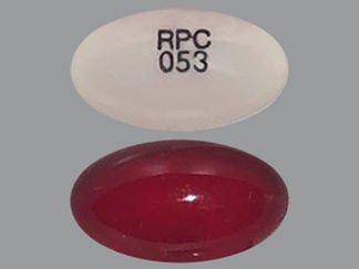 This is a Capsule imprinted with RPC  053 on the front, nothing on the back.