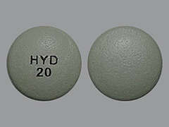 This is a green round Tablet Oral Only Er 24 Hr imprinted with HYD  20 on the front, nothing on the back, and is manufactured by PURDUE PHARMA L.