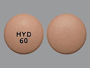 Hysingla Er: This is a Tablet Oral Only Er 24 Hr imprinted with HYD  60 on the front, nothing on the back.