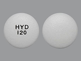 This is a Tablet Oral Only Er 24 Hr imprinted with HYD  120 on the front, nothing on the back.