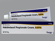 Halobetasol Propionate: This is a Cream imprinted with nothing on the front, nothing on the back.