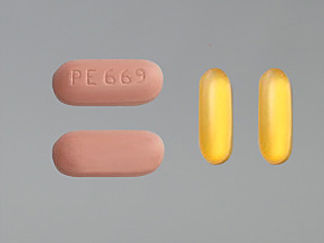 This is a Combination Package Tablet And Dr Capsule imprinted with PE 669 on the front, nothing on the back.