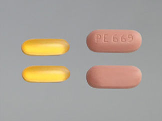 This is a Combination Package Tablet And Dr Capsule imprinted with PE 669 on the front, nothing on the back.